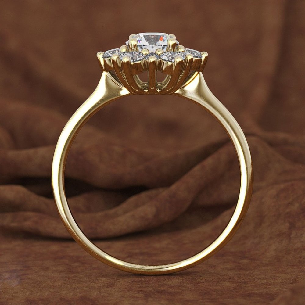 🎁 Sweet Round Flower Pure Zircon Thin Gold Dainty Ring for Women, VIP381 - Picture 3 of 4